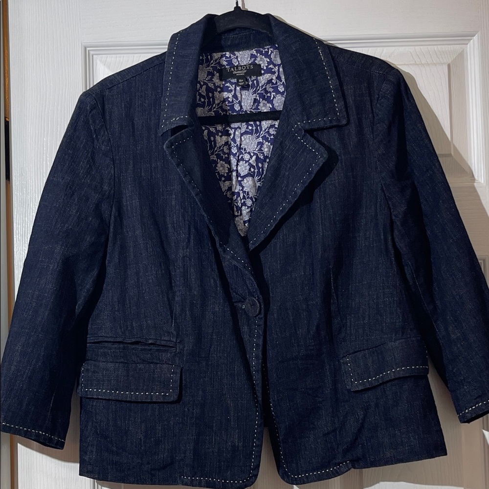 Talbots Dark Wash Denim and Contract Stitch Jean Jackets